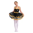 thumbnail image 1 of Hansber Robe Tutu de Danse pour Filles Enfants Paillettes Jazz Fête Robe de Danse Costume de Performance sur Scène Noir 6, 1 of 7