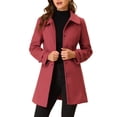 thumbnail image 1 of INSPIRE CHIC Manteaux pour Femmes Col Peter Pan Boutonnage Simple devant à Boutons Manteaux d'Hiver L Rouge Terne, 1 of 6