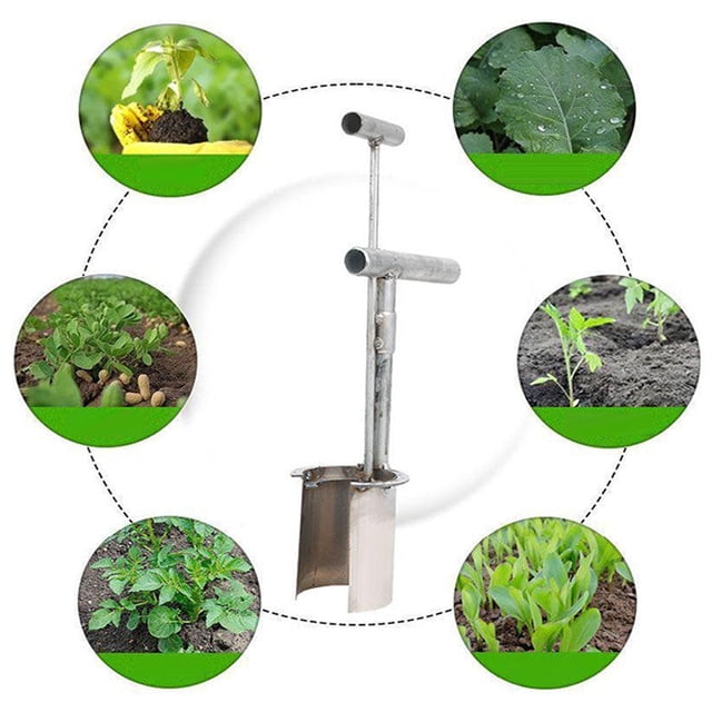 SSZMDLB Bulb Planter Tool, Fruit Tree Transplanter for Garden, Carbon Steel Planting Tool with Long Handle, Garden Transplanter for Seedlings, Handheld Aerator for Soil