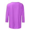 thumbnail image 5 of Hauts d'Été Mode Femme T-shirt Uni Mi-Long Manches 3/4 Blouse Col Rond Hauts Décontractés Blouse Femme en Liquidation, 5 of 5