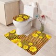 thumbnail image 3 of Coofit 3PCS Ensemble de Tapis de Bain Modèle de Tournesol de Mode Antidérapant Couverture de Couvercle de Toilette, 3 of 4