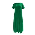 thumbnail image 4 of Robe à Manches Longues Femme Mode Estivale pour Femmes Robe Longue Ample Manches Courtes Col Rond Asymétrique à Étages Robe Longue de Plage Robe d'Été pour Femmes Robe d'Été Aguichant à Manches Longues, 4 of 5
