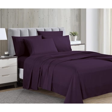 Ensemble de draps de luxe Swift Home 4 pièces avec taie d'oreiller additionnelle, TwinXL, Aubergine