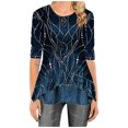 thumbnail image 1 of Leutsin Blouse Femme Col Rond Manches Mi-Longues Imprimé Grande Taille, 1 of 8
