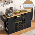 thumbnail image 1 of 47" Wine Bar Cabinet with Power Outlet, Coffee Bar Buffet Sideboard with Wine Rack, Liquor Storage Cabinet with Drawers, Modern MDF Kitchen Credenza for Dining Room, Kitchen, Living Room (Black), 1 of 9