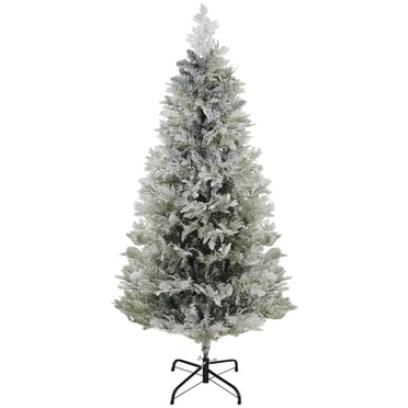 HOMCOM Sapin de Noël Artificiel Mince Floqué avec Extrémités de Branches Réalistes