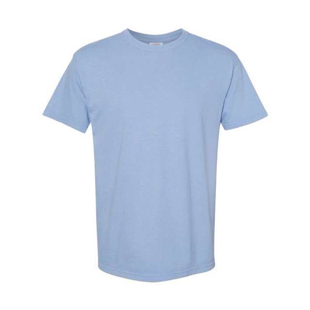 T-Shirt Épais Teint en Pièce, L, Denim Délavé