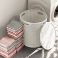 thumbnail image 4 of XYAIYT Large Plastic Imitation Rattan Laundry Hamper with Lid for Clothes and Toy Storage Long Lasting and Sturdy with Side Handles for Easy and Ventilation 2.11lb Capacity, 4 of 6