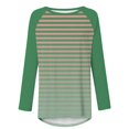 thumbnail image 4 of Hauts pour Femmes Tendance à Col Rond Raglan à Manches Longues Chandails à Enfiler Hauts Mode d'Automne Décontractés à Rayures Amples Surdimensionnés Blouses Hauts et Blouses pour Dames P-106 Vert 3TG, 4 of 5