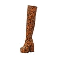 thumbnail image 2 of Cameland Bottes Cuissardes d'Hiver pour Femmes à Plateforme Serpentine Patchwork à Talon Ultra Haut, 2 of 7