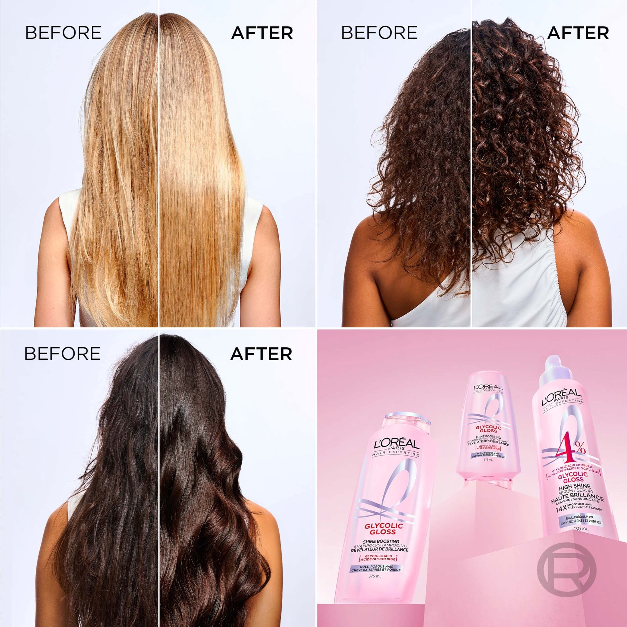 Glycolic Gloss Revitalisant, Cheveux Lustrés & Brillants