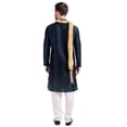 thumbnail image 2 of Vêtements Indiens Kurta Pyjama pour Hommes avec Foulard Robe de Fête de Mariage (Noir, m), 2 of 6