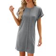 thumbnail image 1 of TJAZFJPA Robes pour Femmes Formelles Mode Décontractée Printemps et Été Col Rond Couleur Unie Manches Courtes Robe Ample Grande Taille Boho pour Femmes Robe de Maternité Maxi, 1 of 6
