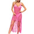 thumbnail image 1 of Plebaso Robe de Plage Sans Manches pour Femmes, par-Dessus de Maillot de Bain avec Pompons, Encolure Dégagée, Robe de Vacances, 1 of 6