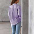 thumbnail image 4 of Chemisier Cardigan Décontracté à Col à Revers et Rayures pour Femmes Automne avec Boutons Manches Longues Poche Poitrine, 4 of 6
