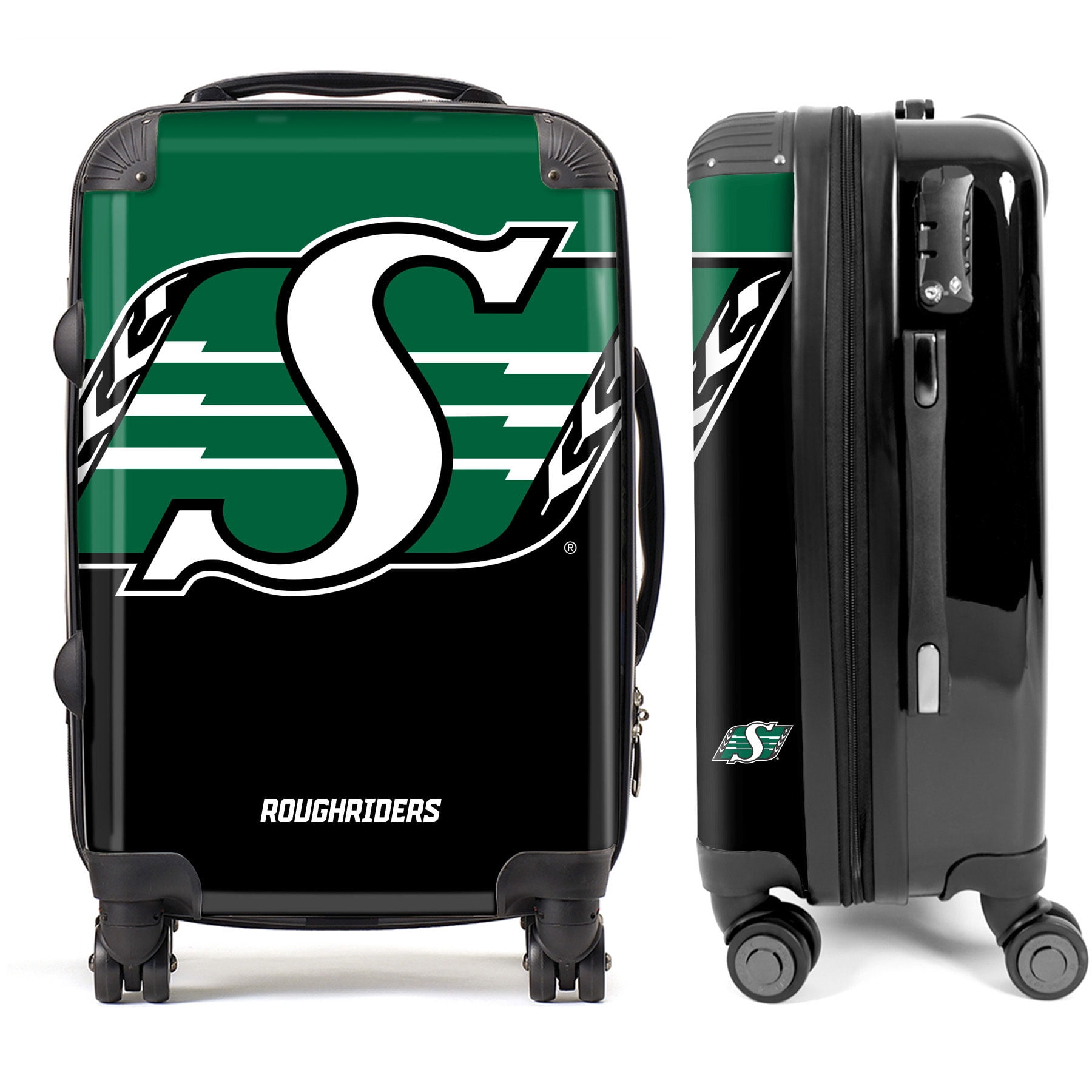 Saskatchewan Roughriders Big Logo Luggage, Carry-on Suitcase, 360° Spinner Carry-on, Custom Luggage, Luggage Set, Travel, TSA Lock