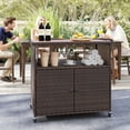 thumbnail image 2 of Gymax Armoire de Rangement Extérieure avec Dessus en Bois d'Acacia Buffet à 2 Portes Bahut, 2 of 10