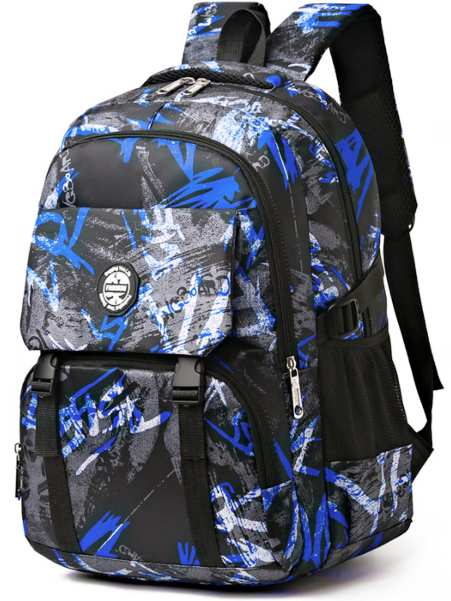 Boys Backpack, Printed School Bag for Primary Middle Students, Fashionable College Laptop Backpack Casual Daypack for Teens, Blue
