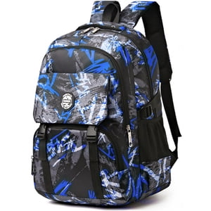 Boys Backpack, Printed School Bag for Primary Middle Students, Fashionable College Laptop Backpack Casual Daypack for Teens, Blue