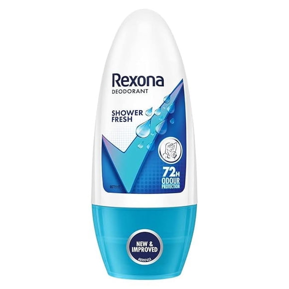 Rexona Shower Fresh Underarm Roll On Deodorant For Women, Antiperspirant, Removes Odour, Keeps Skin Fresh & Clean, Alcohol Free, Skin Friendly, 50 Ml