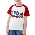 thumbnail image 2 of MKOSPLRT USA Shirts T - pour Tout-Petits Drapeau Américain T-Shirts Manches Courtes à Blocs de Couleur Raglan T-Shirts Col Rond T-Shirts Jour de l'Indépendance T-Shirts Rentrée Scolaire, 2 of 7