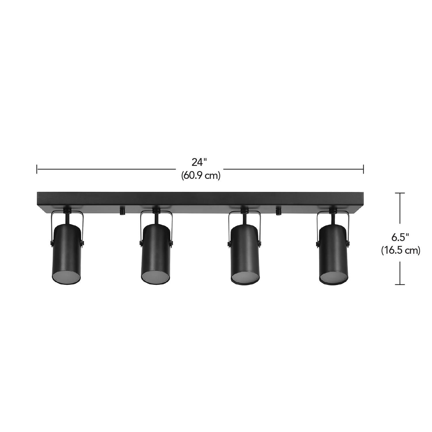 Globe Electric 4-Light Matte Black Dimmable 22W LED Integrated Track Lighting with Rotating Track Heads, Modern Style