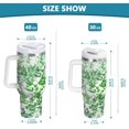 thumbnail image 2 of Gobelet de 30 oz avec Poignée, Couvercle et Paille, Gobelet d'Eau Isolé, Tasse d'Eau en Acier Inoxydable, Tasse/bouteille Réutilisable, Compatible avec Porte-Gobelet, Feuilles Vertes Aquarelle, 2 of 6