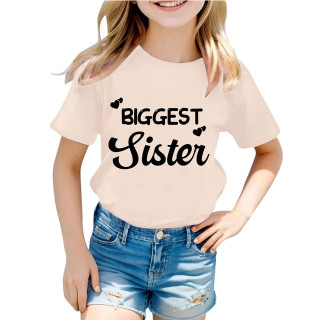 T-shirts pour Filles Décontractés Mode à Lettres Col Rond Manches Courtes pour Filles - et Confortables pour Tous les Jours