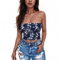 thumbnail image 3 of Tube Top for Women, Sleeveless Strapless Solid Color Polyester Top with Elastic Band, Regular Length, Blue L, 3 of 5