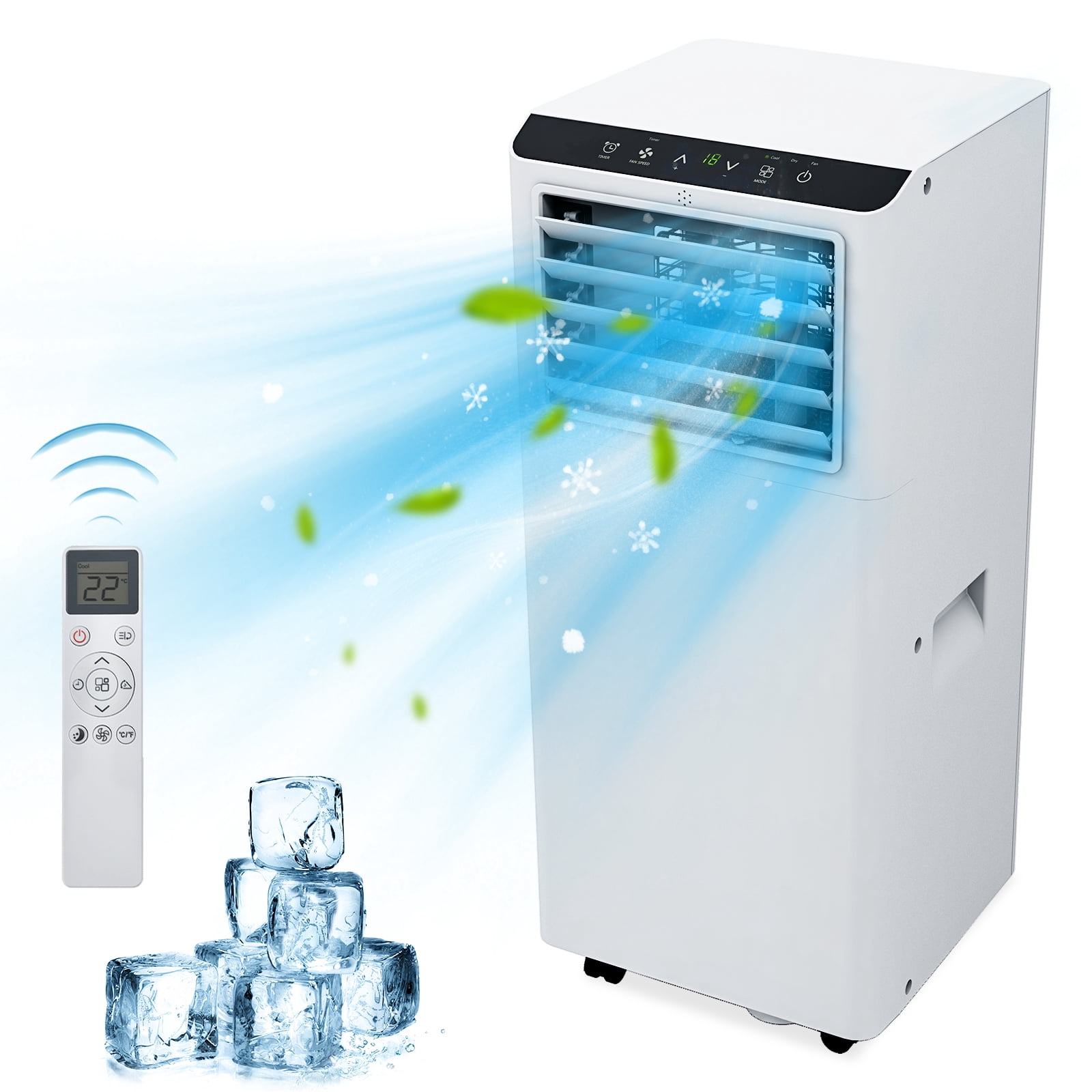 GarveeTech 8000 BTU Portable Air Conditioner, 3 In 1 AC Unit Cooling Up to 350 Sq.Ft, Small Air Cooler, Dehumidifier and Fan, Indoor Air Conditioner with Remote, Led Display, Mount Kit, White
