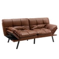 thumbnail image 1 of Costway Convertible Futon Sofa Bed Memory Foam Couch Sleeper with Adjustable Armrest Brown, 1 of 10