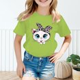 thumbnail image 2 of PMVFHDE Hauts d'Été Décontractés pour Filles, T-Shirt Graphique Mignon à Col Rond et Manches Courtes, Vert Clair, 3-4 Ans, 2 of 5