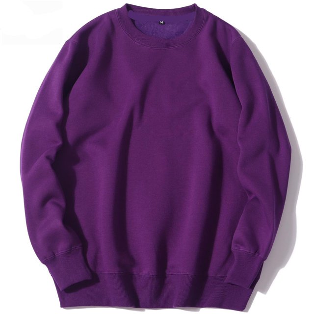 RXIRUCGD Chandail de Sport pour Homme à Col Rond, Chandail Molletonné à Enfiler à Manches Longues, Uni, Violet, Taille : S