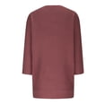 thumbnail image 4 of Qertyioot Chandail pour Femme Grande Taille Col Rond Tricot Élégant Manches 3/4 Chemise Confortable, 4 of 6