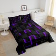 thumbnail image 4 of Erosebridal Neon Geometry Comforter Sets Queen Size,Stereoscopic Gradient Plaid Bedding Queen Comforter Set,Kids Room Decorative,Reversible,Ultra Soft,3 Pieces, 4 of 7