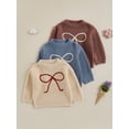 thumbnail image 3 of Gupgi Toddler Girls Fall Sweaters Kids Bowknot Embroidery Long Sleeve Round Neck Loose Knit Pullover 0-4 Years, 3 of 9