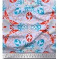thumbnail image 1 of Soimoi Blue polyester Crepe Fabric Moroccan Damask Decor Fabric Printed Yard 42 Inch Wide, 1 of 3