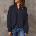 thumbnail image 1 of IMENGL Knit long sleeve 1/4 zip pullover turtleneck sweater, Black 2XL, Size M-2XL, 1 of 7