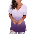 thumbnail image 3 of Blouse Mode Femme Dégradé Imprimé Col en V Manches Courtes T-Shirt Ample, 3 of 8
