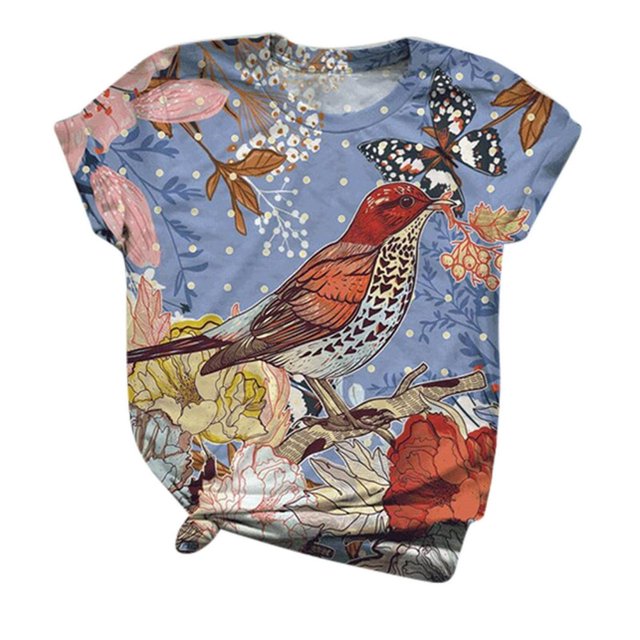 T-Shirt à Manches Courtes à Manches Courtes pour Femmes Imprimé Animal à Col Rond Tee-Shirt à Manches Courtes pour Femmes