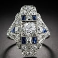 thumbnail image 2 of XZNGL Ring Light Exaggerated Light Luxury Ladies Topaz Sapphire Ring Pattern Hollow Ring, 2 of 6