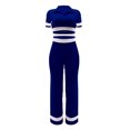 thumbnail image 4 of Hauts à Manches Courtes pour Femmes Mode Été Col Rond Couleur Unie Décontracté Ensemble Haut à Manches Courtes + Pantalon Léger Pantalons d'Été Femmes Hauts à Manches Courtes pour Femmes, 4 of 6
