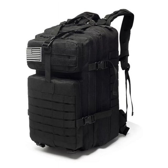 Sac à Dos Imperméable en Nylon 30 L/50 L, Sac Militaire d'Extérieur pour Randonnée, Pêche, Chasse, Camping et Randonnée, Noir (50 L)