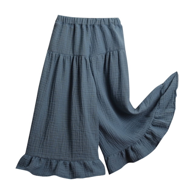 Liyamei Girls' Solid Color Lace Wide Leg Pants,12-18 Months