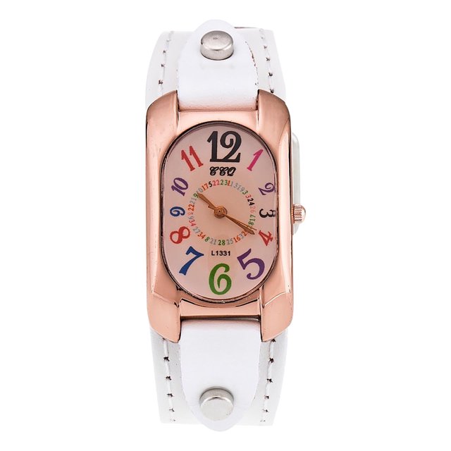 Rbaofujie Montres pour Femmes en Liquidation Liquidation Tendance Mode Rétro Montre en Cuir pour Homme Montre Colorée Numérique Dames Étudiante Montre à Quartz Montres Seiko Blanc