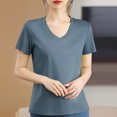 thumbnail image 2 of Timegard Womens Tops V Neck Short Sleeve Comfy Solid Color Basic Tee Casual Loose Workout Top Summer, 2 of 4