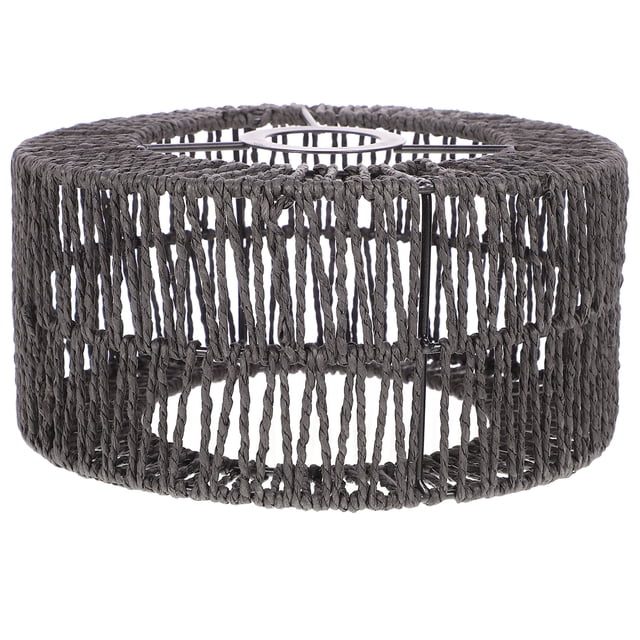 SHISUYAN Straw Rope Lampshade Hanging Lamp Cover Rustic Straw Pendant Woven Light Cover in size S, featuring a black woven straw rope design with an iron frame. Compact and lightweight at 22x22x11cm, suitable for E27 light holders. Perfect for rustic lighting, pendant lights, ceiling lamps, and home decor.