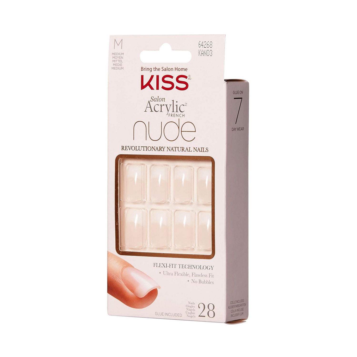 KISS Acrylique de Salon - Nude Français Époustouflant - Faux Ongles, Courts