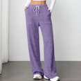 thumbnail image 2 of fatyb Womens Casual Ribbed Knit Pants Wide Leg Lounge Pants with Pockets Drawstring Loose Comfy Trousers, 2 of 7