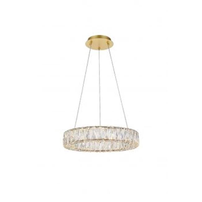 Elegant Lighting 3503D17G Monroe integrated LED Chip Light Gold Pendant Clear Royal Cut Crystal